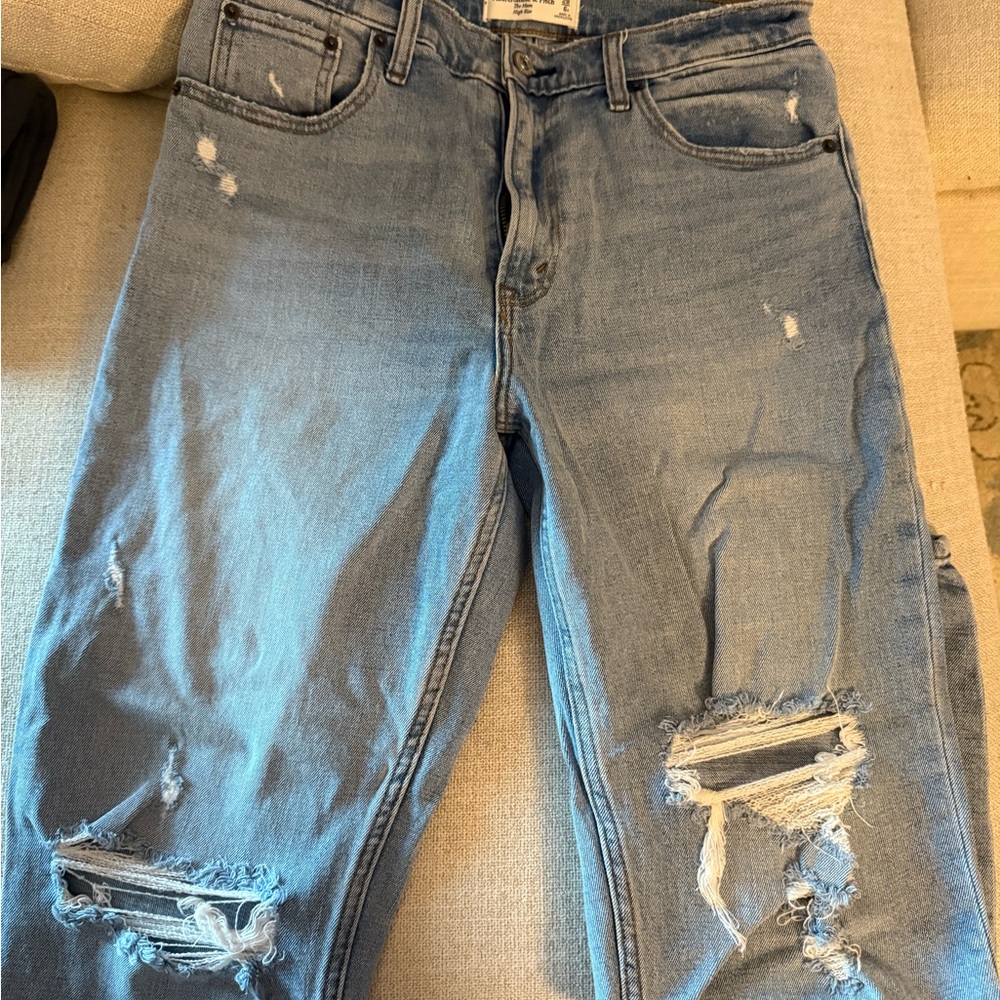 Abercrombie & Fitch Blue Skinny Distressed Jeans